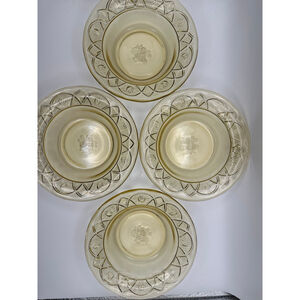 1930s Federal Glass “Rosemary” Dutch Rose Depression Glass Fruit Bowl Set (4)